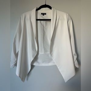 Cropped white soft blazer type cover up